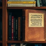 Libreria giuridica con focus sul volume Cambridge Analytica - Trasformazione Epistemologica del Diritto alla Privacy nell'Era Algoritmica, circondato da manuali di diritto privacy e protezione dati